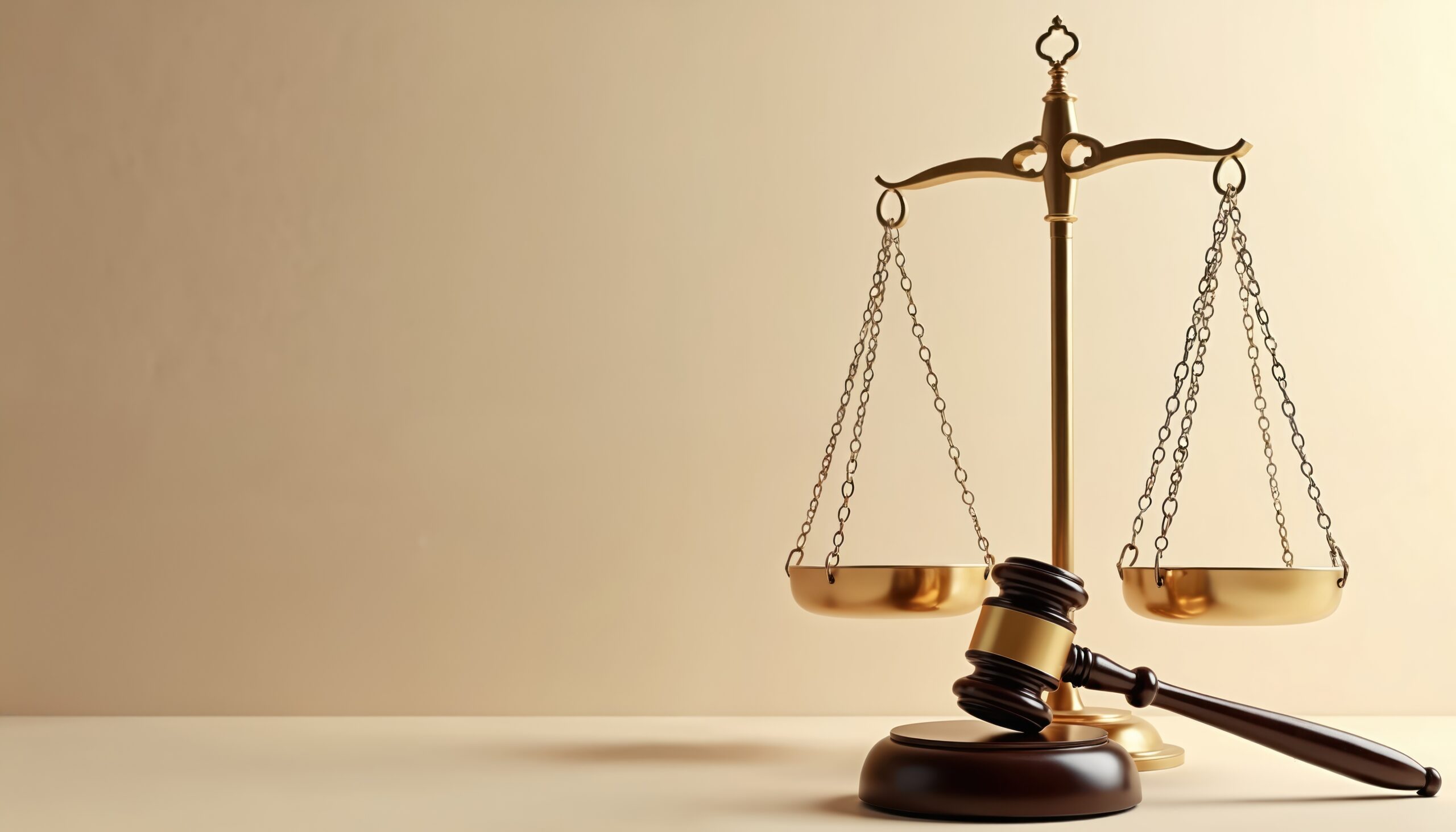 Conceptual image features gavel with scales. Justice, law, legal system, judicial process. Perfect background for topics like court, judge, lawyer, judgment, crime, punishment, business, government, Conceptual image features gavel with scales